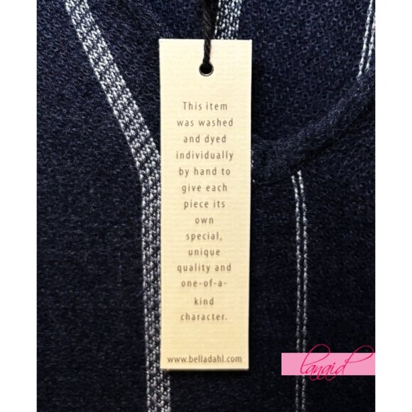 Bella Dahl Striped Tunic Dress V-Neck Vertical Striped Linen-Like Poncho Knit S - Picture 7 of 10